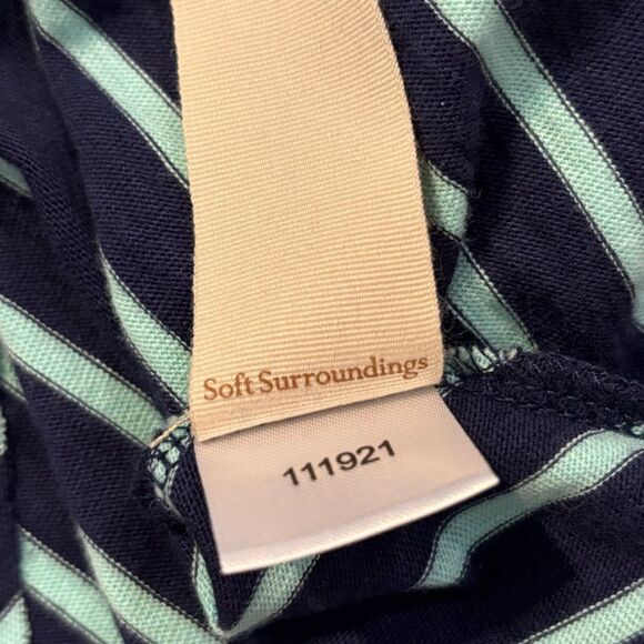 Soft Surroundings Pima Cotton Indra Blue Striped Short Sleeve Tee Medium Boho - Picture 12 of 12